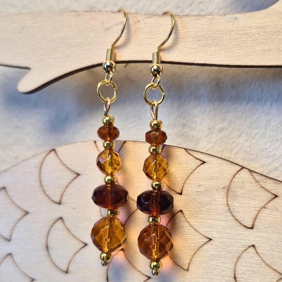 Sunset Orange Upcycled Earrings - Picture 3 of 7